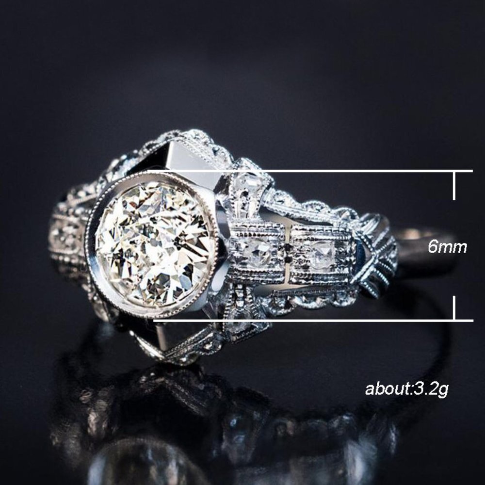 ▶Silver Plated Wedding engagement  Ring for Women, F115